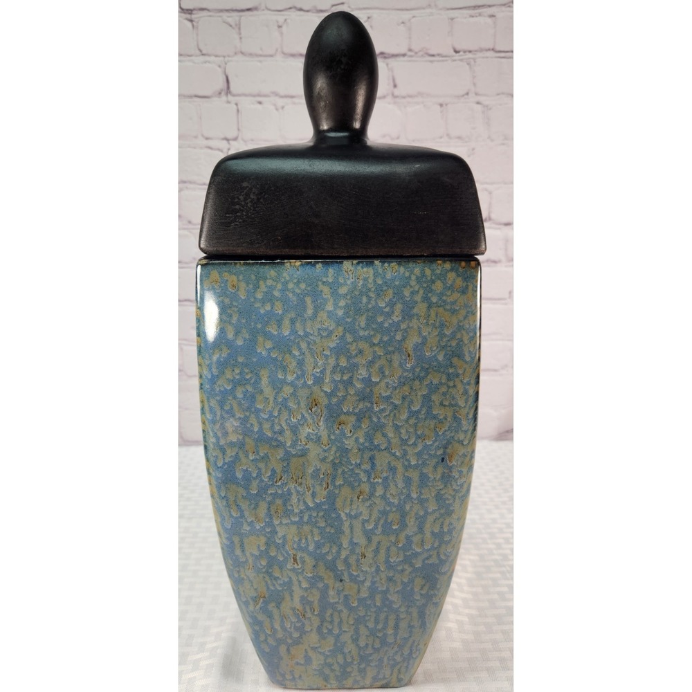Large Blue Speckle Glaze‎ Ginger Jar Vase Canister Art Deco Ceramic
